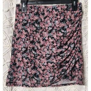 Socialite Skirt Womens M Mini Floral Mesh Side Ruching Disco Flirty Whimsigoth‎